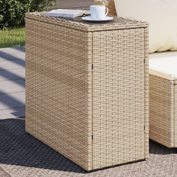 Vidaxl Vrtni stol sa staklenom pločom bež boje 58x27,5x55 cm
