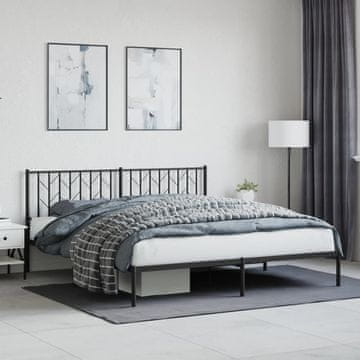 Vidaxl Metalni okvir kreveta s uzglavljem crni 183x213 cm