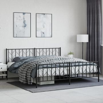 Vidaxl Metalni okvir kreveta s uzglavljem i podnožjem crni 193x203 cm