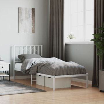 Vidaxl Metalni okvir kreveta s uzglavljem bijeli 80x200 cm
