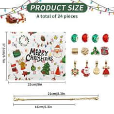 Netscroll Adventski kalendar s privjescima, 24-dijelni DIY božićni set za izradu narukvice, 2 narukvice i 22 božićna privjeska, idealan poklon za djecu i tinejdžere, CharmsGiftSet