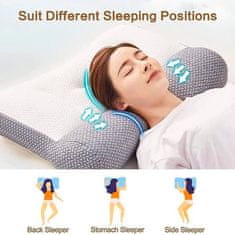 Netscroll 2x Ergonomski anatomski jastuk za spavanje, podrška vratu i leđima, udoban i prozračan, jastuk za bolji san, za sve položaje spavanja, ErgonomicPillow, upgrade