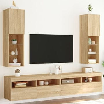 Vidaxl TV ormarići s LED rasvjetom, 2 kom, Sonoma hrast, 30,5 x 30 x 102 cm