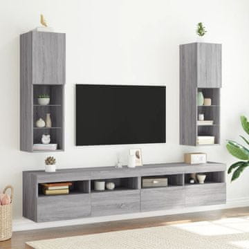 Vidaxl TV ormarići s LED rasvjetom, 2 kom, sivi hrast Sonoma, 30,5 x 30 x 102 cm