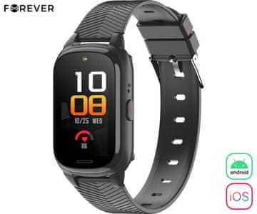 Forever SIVA ST-100 za starije osobe/dječji pametni sat, crni