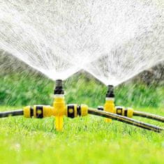 Netscroll Vrtni zalijevač s rotirajućom špricom, 90° 180° 360° kutovi prskanja, doseg do 12 m, dvostruki priključak za crijevo, ABS materijal, GrassSprinkler