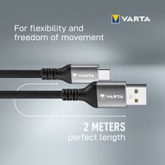 Varta Speed Charge & Sync kabel, USB-A na USB-C, crni, 2m (57935101111)
