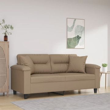 Vidaxl Dvosjed s jastucima, Cappuccino, 140 cm, umjetna koža