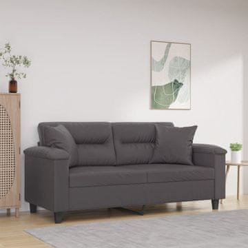 Vidaxl Dvosjed s jastucima, siva, 140 cm, umjetna koža