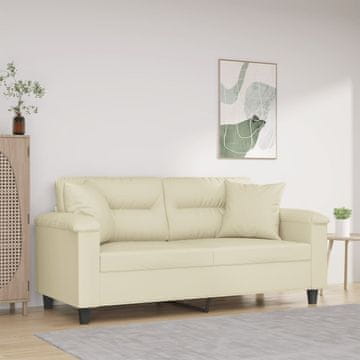 Vidaxl Dvosjed s jastucima, krem, 140 cm, umjetna koža
