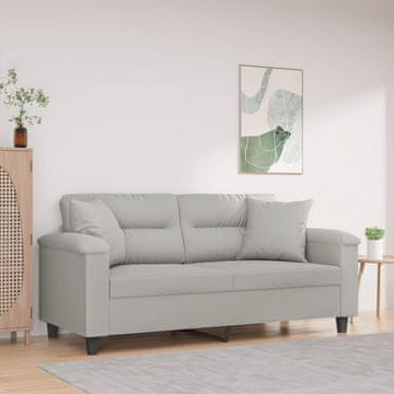 Vidaxl Dvosjed s jastucima, svijetlosiva, 140 cm, mikrofibra