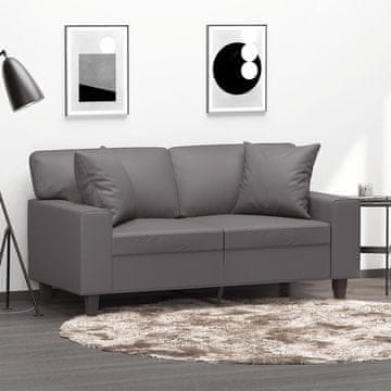 Vidaxl Dvosjed s jastucima, siva, 120 cm, umjetna koža