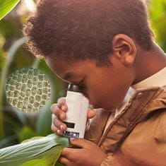 Netscroll 2-u-1 edukativni set za male istraživače: prijenosni dječji mikroskop + 12 uzoraka za promatranje, s LED svjetlom i povećanjem do 120x, DiscoverBundle