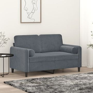 Vidaxl Dvosjed s jastucima, tamnosiva, 120 cm, baršun