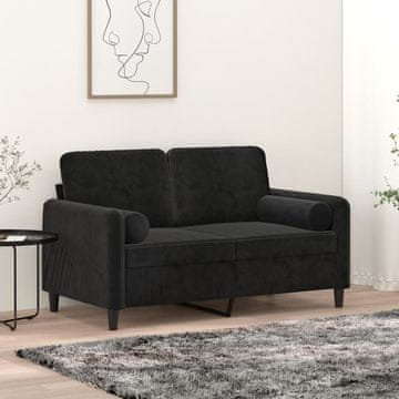 Vidaxl Dvosjed s jastucima, crna, 120 cm, baršun