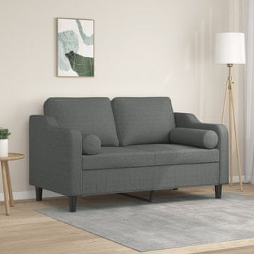 Vidaxl Dvosjed s jastucima, tamno siva, 120 cm, tkanina