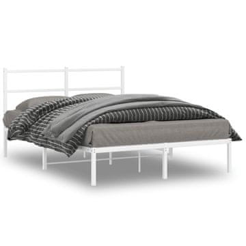 Vidaxl Metalni okvir kreveta s uzglavljem bijeli 140x190 cm