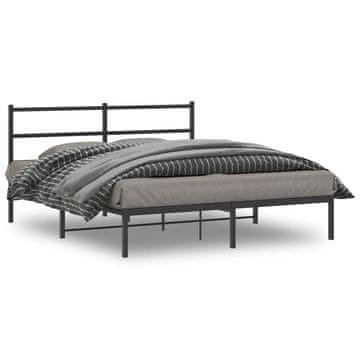 Vidaxl Metalni okvir kreveta s uzglavljem crni 150x200 cm
