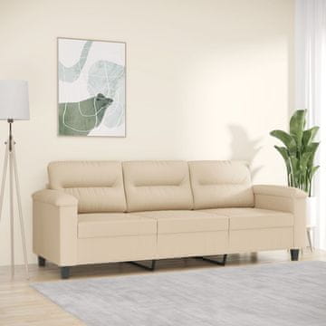 Vidaxl Trosjed, krem, 180 cm, presvučen mikrofibrom