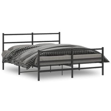 Vidaxl Metalni okvir kreveta s uzglavljem i podnožjem crni 150x200 cm