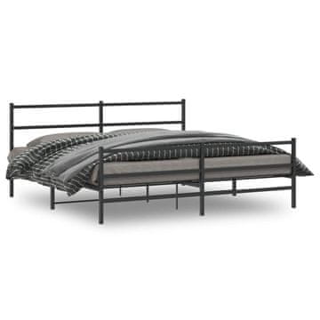 Vidaxl Metalni okvir kreveta s uzglavljem i podnožjem crni 193x203 cm