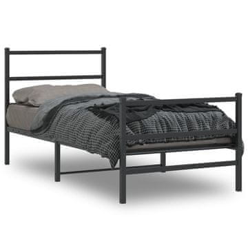 Vidaxl Metalni okvir kreveta s uzglavljem i podnožjem crni 90x200 cm