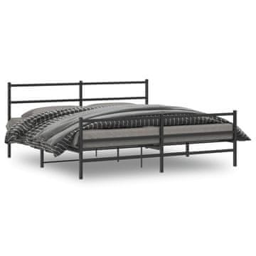 Vidaxl Metalni okvir kreveta s uzglavljem i podnožjem crni 183x213 cm