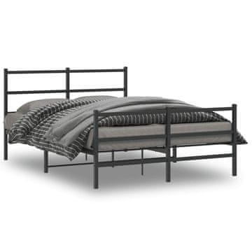 Vidaxl Metalni okvir kreveta s uzglavljem i podnožjem crni 135x190 cm