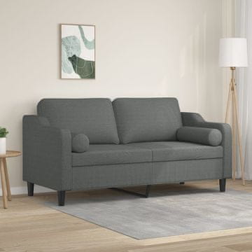Vidaxl Dvosjed s jastucima, tamno siva, 140 cm, tkanina