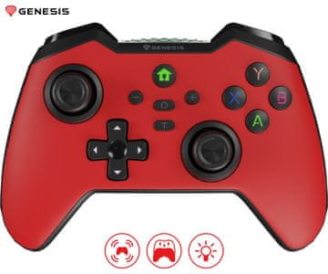 Genesis Mangan 400 bežični gamepad, Windows/Android/iOS, torbica, crvena