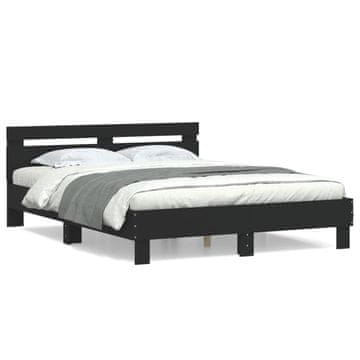 Vidaxl Okvir kreveta s uzglavljem crni 150x200 cm