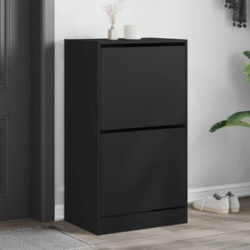 Vidaxl Ormarić za cipele s 2 nagibne ladice crne boje 60x42x108 cm
