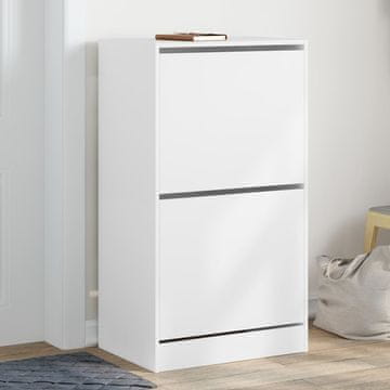 Vidaxl Ormarić za cipele s 2 nagibne ladice bijeli 60x42x108 cm