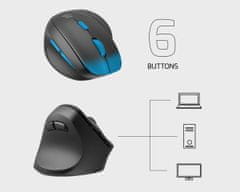 Natec CRAKE 2 vertikalni bežični miš, 2400DPI, Bluetooth, za ljevoruke korisnike