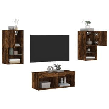 Vidaxl TV set od 4 dijela s LED rasvjetom, dimljeni hrast