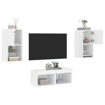 Vidaxl TV set od 4 dijela s LED rasvjetom, bijeli