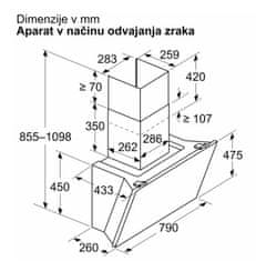 Bosch Serie 6 DWK81AN60 zidna napa, 80 cm, crno staklo