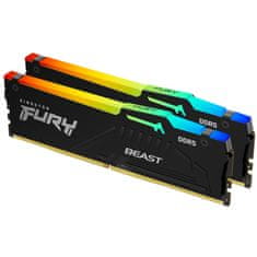 Kingston Fury Beast RAM pomnilnik, 64 GB, 5200 MT/s, DDR5, CL40, XML, RGB, 2 kos (KF552C40BBAK2-64)