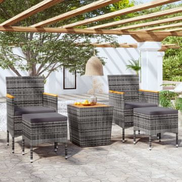 Vidaxl Vrtni bistro set od 5 dijelova od poliratana i akacije, sivi
