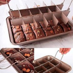 Netscroll Višenamjenski kalup za pečenje s razdjelnikom, kalup za brownies s pregradama, 18 unaprijed rezanih komada, za lazanje, muffine i kruh, neljepljiva podloga, 31x21 cm, BakerStar