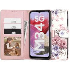 Tech-protect Wallet preklopna maska za Samsung Galaxy M34 5G, blossom flower