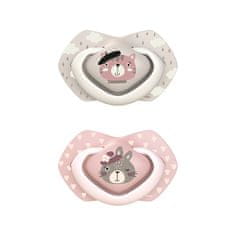 Canpol babies Bonjour Paris set simetričnih silikonskih duda, 6-18m, ružičasta