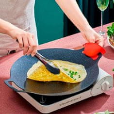 Netscroll Inovativna žar‑ponva bez prijanjanja, okrugla žar ponva 32 cm, ponva za grill, za meso, ribu i povrće, za plin, drveni ugljen i elektriku, NoStickPan