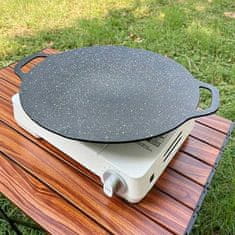 Netscroll Inovativna žar‑ponva bez prijanjanja, okrugla žar ponva 32 cm, ponva za grill, za meso, ribu i povrće, za plin, drveni ugljen i elektriku, NoStickPan