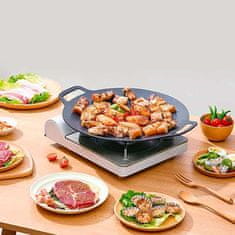 Netscroll Inovativna žar‑ponva bez prijanjanja, okrugla žar ponva 32 cm, ponva za grill, za meso, ribu i povrće, za plin, drveni ugljen i elektriku, NoStickPan