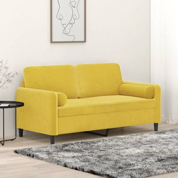 Vidaxl Dvosjed s jastucima, žuta, 140 cm, baršun