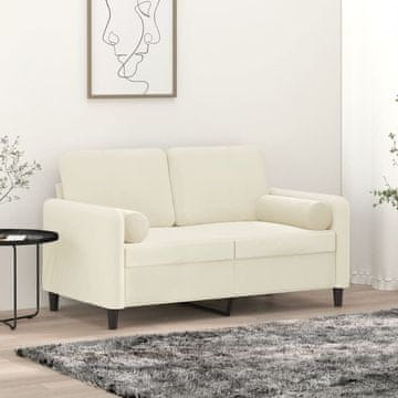 Vidaxl Dvosjed s jastucima, krem, 120 cm, baršun