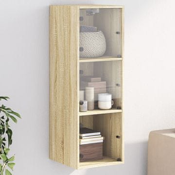 Vidaxl Zidni ormarić sa staklenim vratima Sonoma hrast 35x37x100 cm
