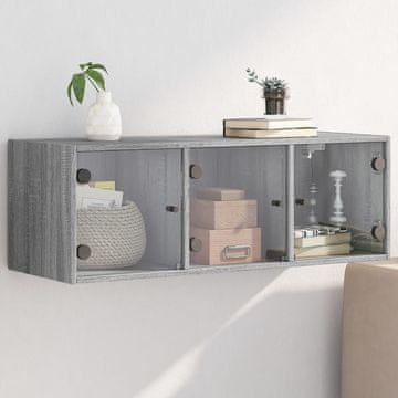 Vidaxl Zidni ormarić sa staklenim vratima, sivi hrast sonoma, 102x37x35 cm