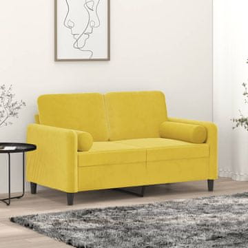 Vidaxl Dvosjed s jastucima, žuta, 120 cm, baršun